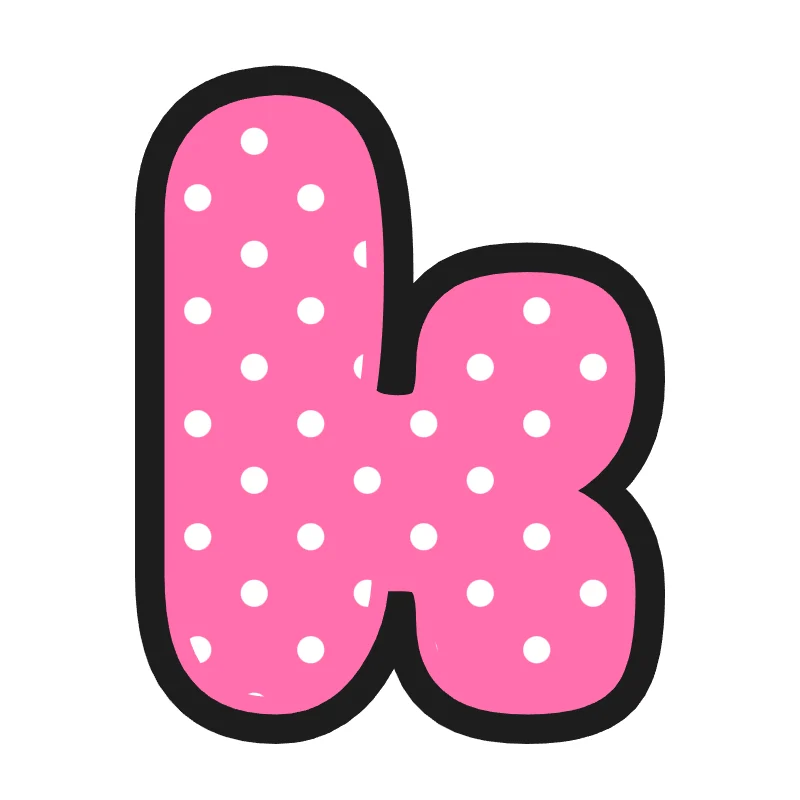 Lowercase bubble letter k – Polka dots style