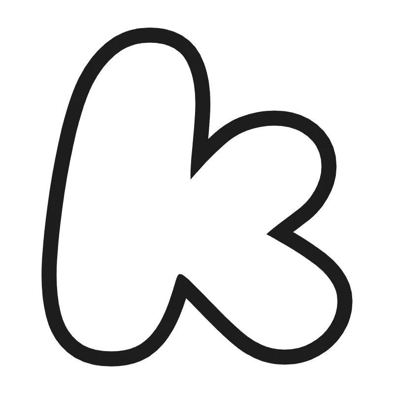Lowercase bubble letter k – Hand-drawn style