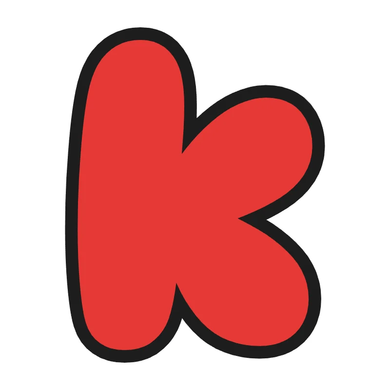 Lowercase bubble letter k – Rainbow style