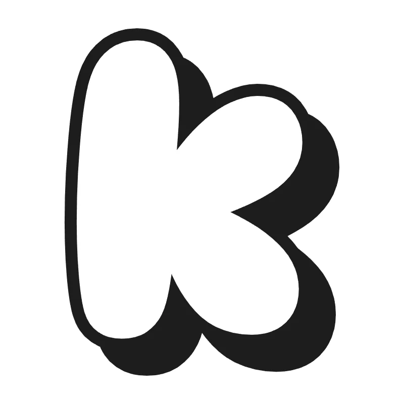 Lowercase bubble letter k – Shadow style