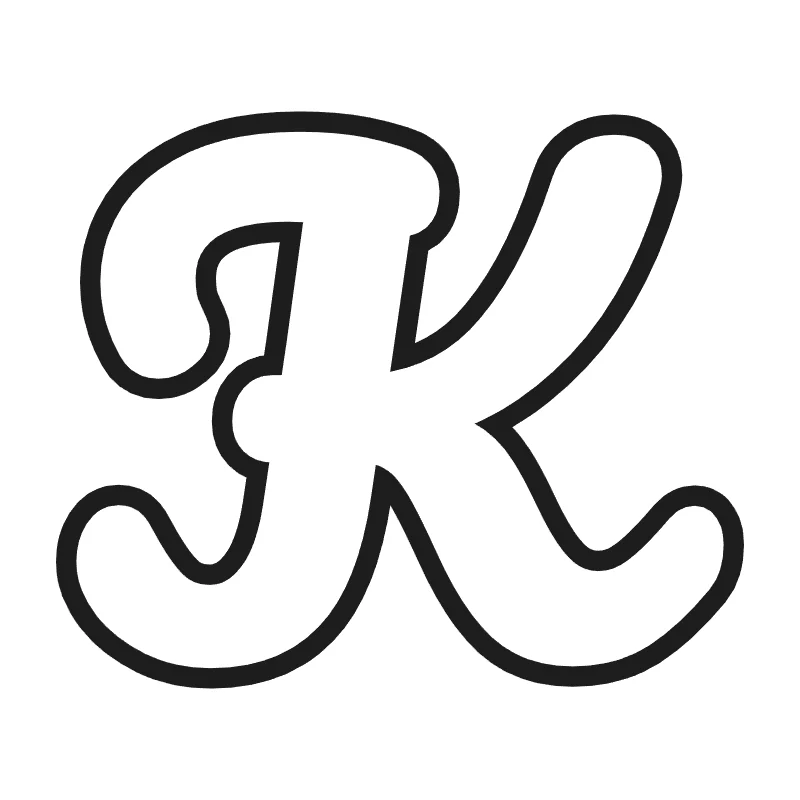 Bubble letter K – Cursive style