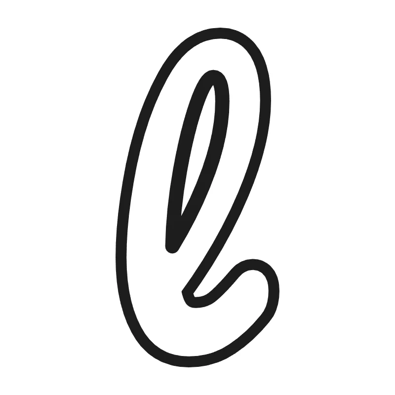 Lowercase bubble letter l – Cursive style