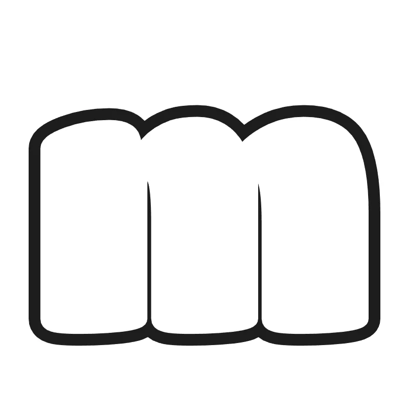 Lowercase bubble letter m – Bold style
