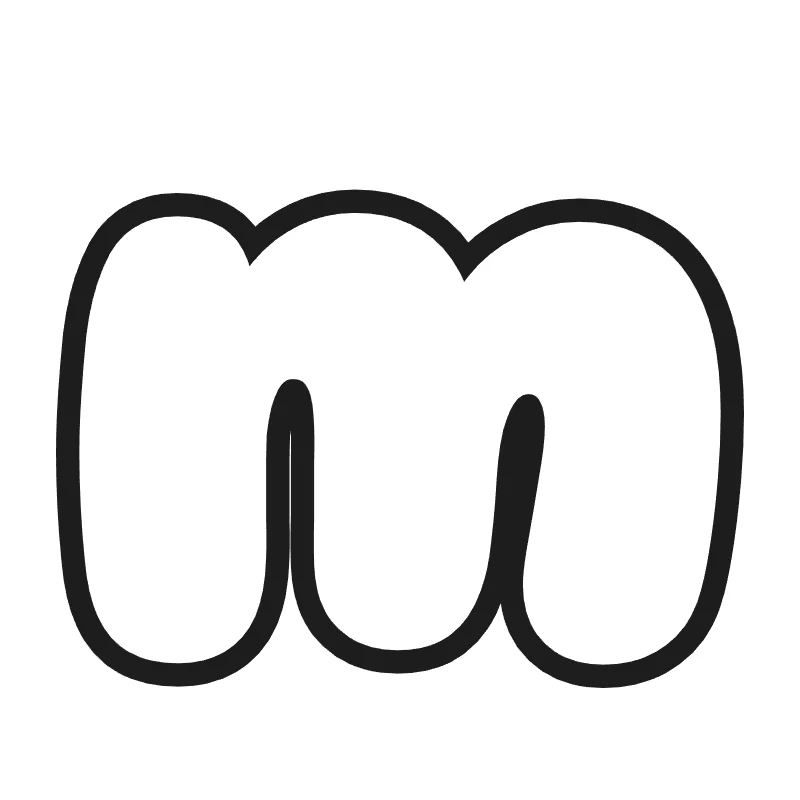 Lowercase bubble letter m – Classic style