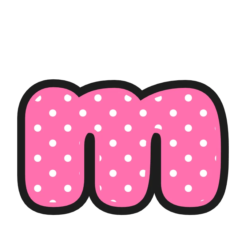 Lowercase bubble letter m – Polka dots style