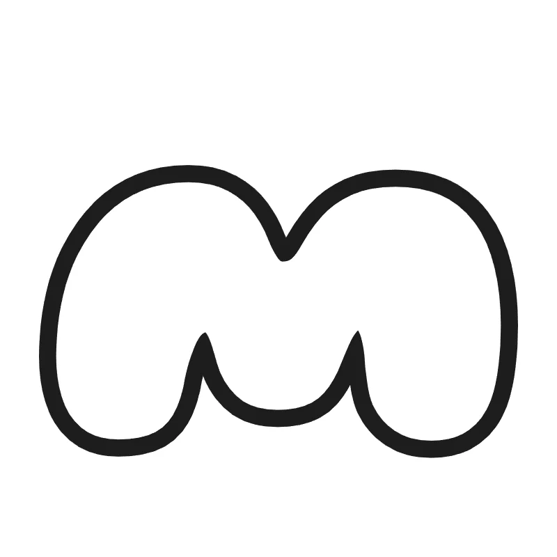Lowercase bubble letter m – Hand-drawn style