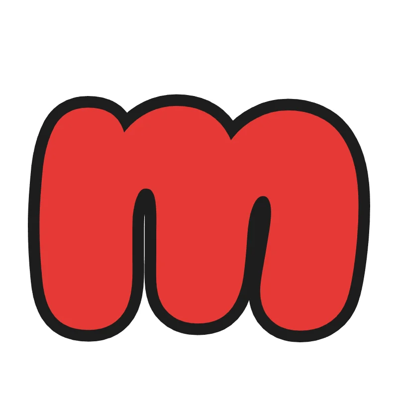 Lowercase bubble letter m – Rainbow style