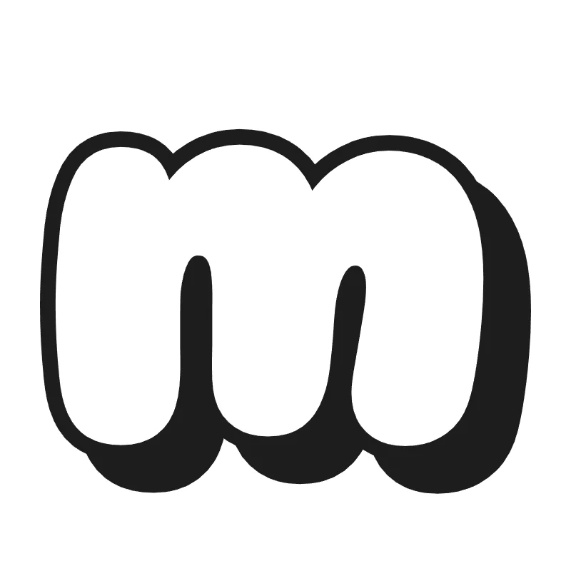 Lowercase bubble letter m – Shadow style