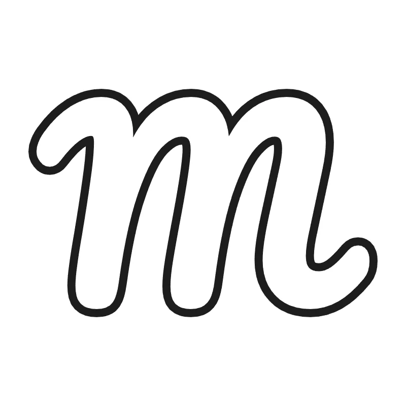 Bubble letter M – Cursive style