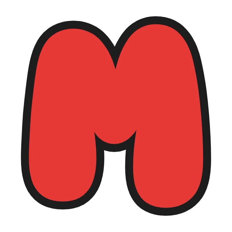 Bubble letter M – Rainbow style