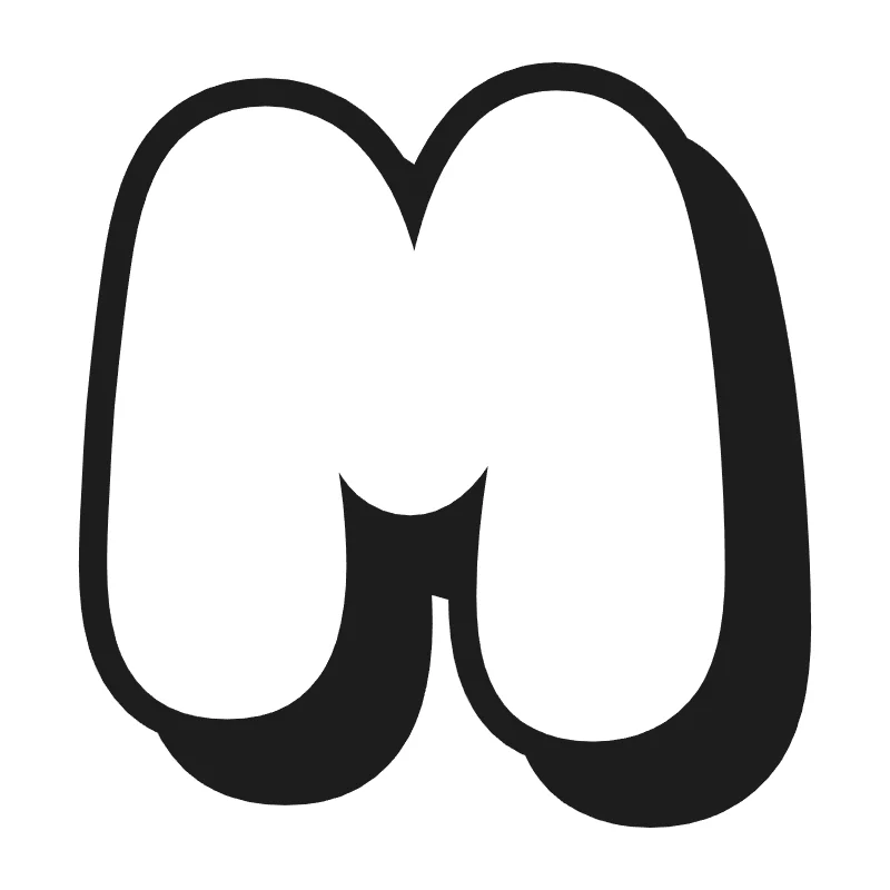 Bubble letter M – Shadow style