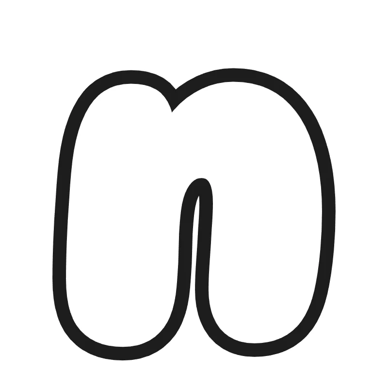 Lowercase bubble letter n – Classic style