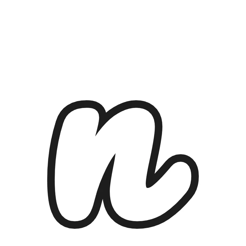 Lowercase bubble letter n – Cursive style