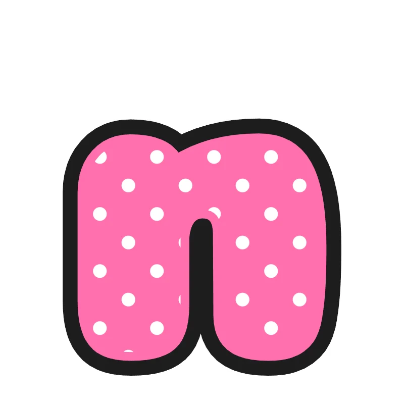 Lowercase bubble letter n – Polka dots style