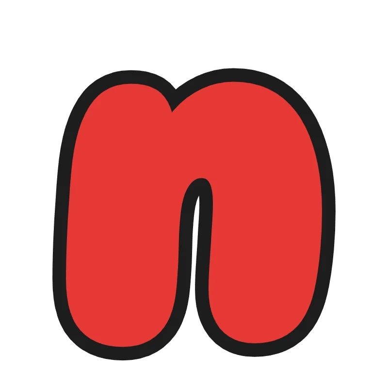 Lowercase bubble letter n – Rainbow style
