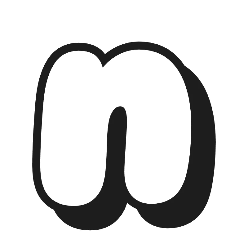 Lowercase bubble letter n – Shadow style
