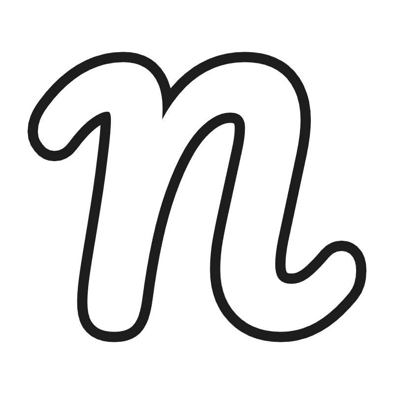 Bubble letter N – Cursive style