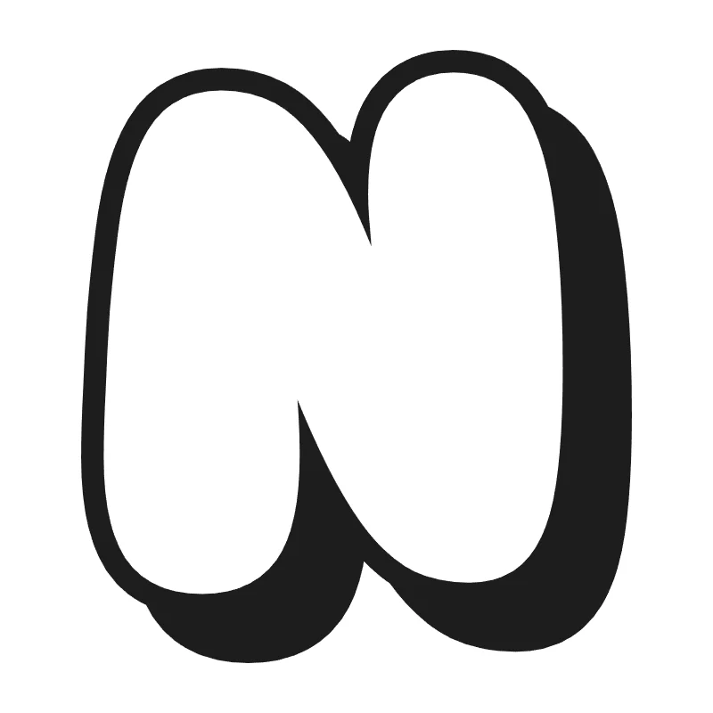Bubble letter N – Shadow style