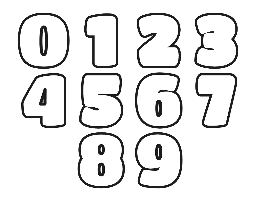 Bubble numbers 0 to 9 – Bold style