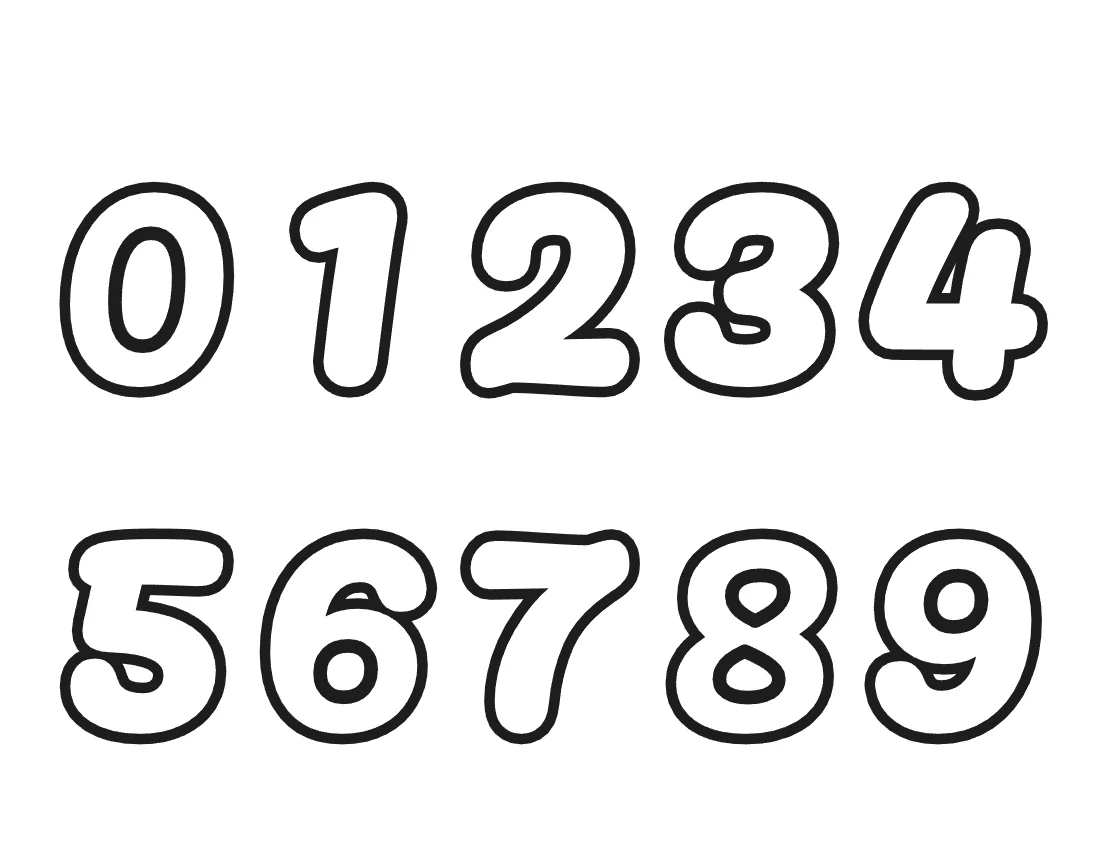 Bubble numbers 0 to 9 – Cursive style