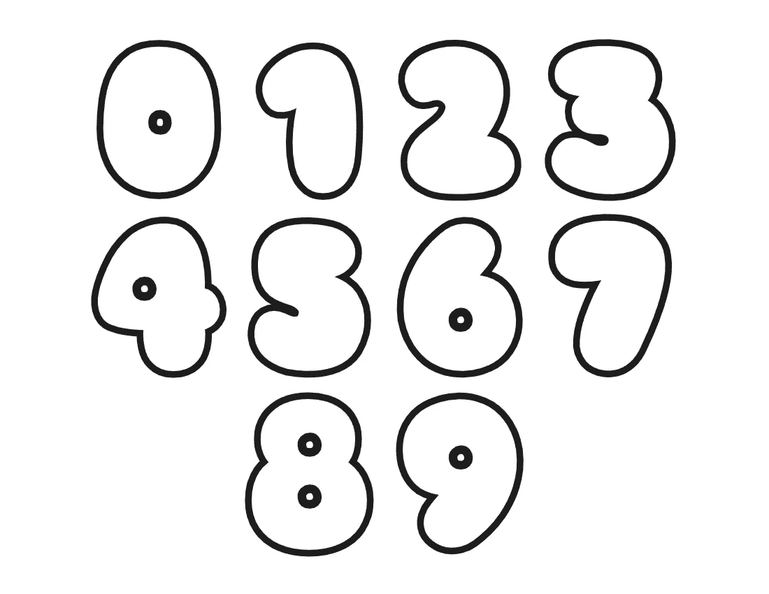Bubble numbers 0 to 9 – Cute style