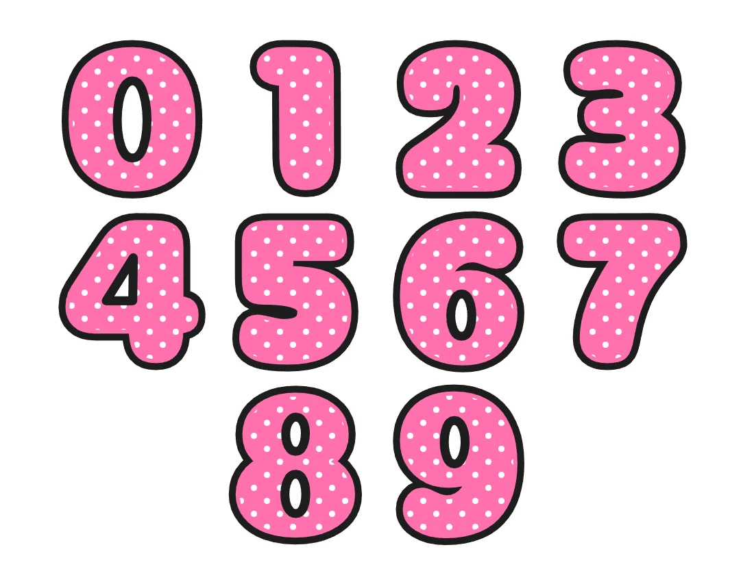 Bubble numbers 0 to 9 – Polka dots style