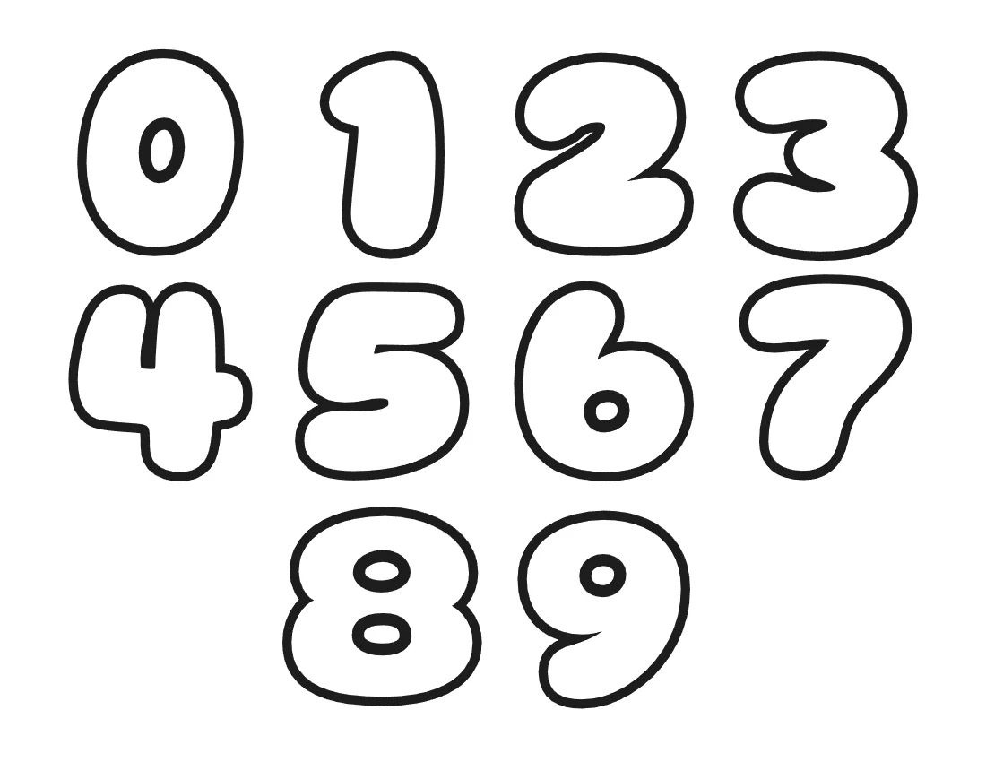 Bubble numbers 0 to 9 – Hand-drawn style