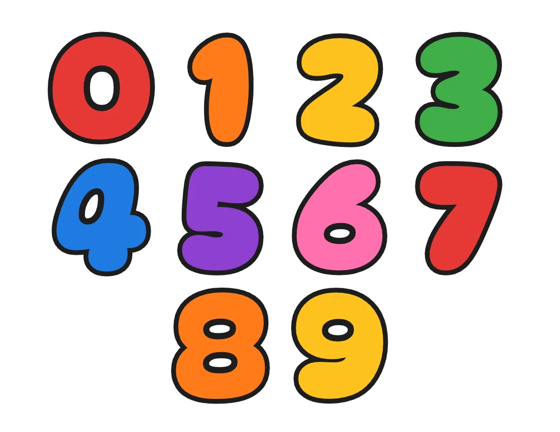 Bubble numbers 0 to 9 – Rainbow style