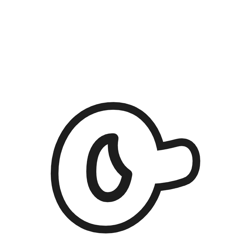 Lowercase bubble letter o – Cursive style