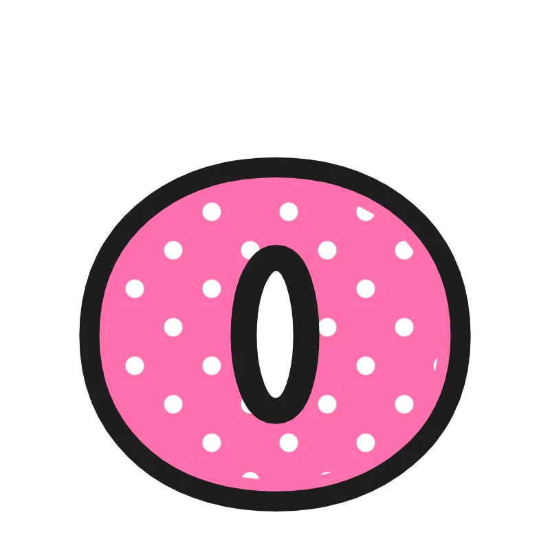 Lowercase bubble letter o – Polka dots style