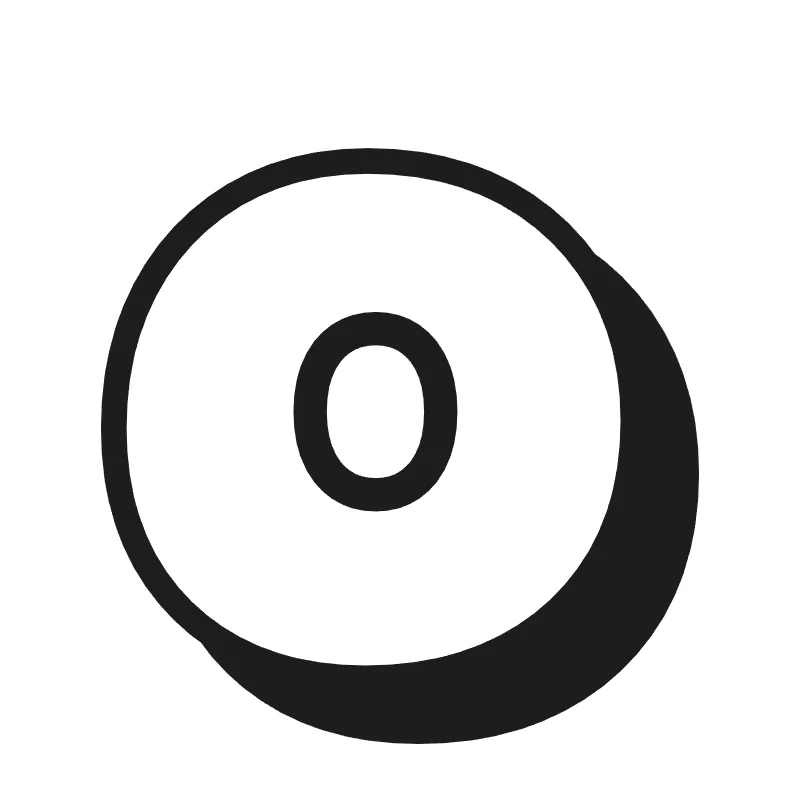 Lowercase bubble letter o – Shadow style
