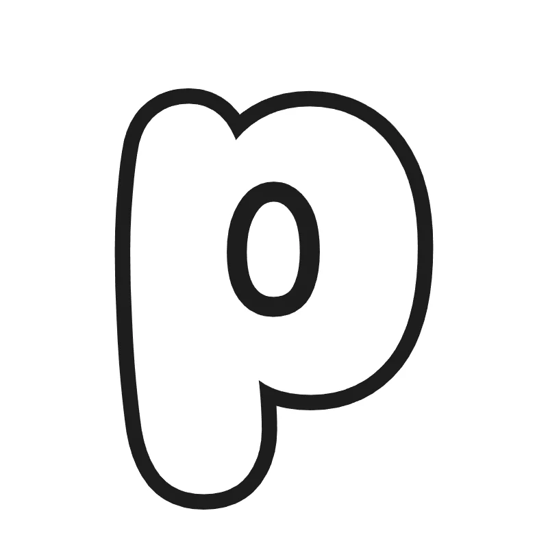 Lowercase bubble letter p – Classic style