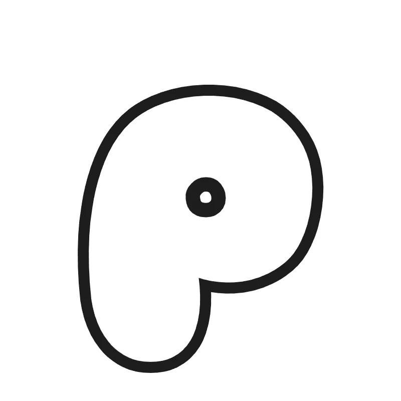 Lowercase bubble letter p – Cute style