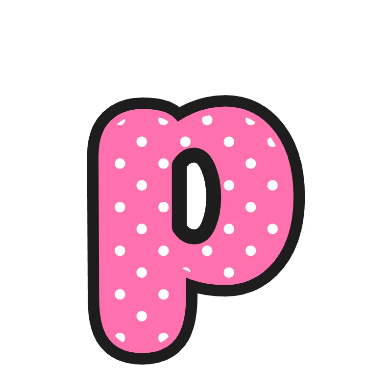 Lowercase bubble letter p – Polka dots style