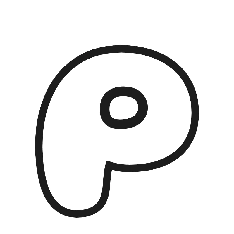 Lowercase bubble letter p – Hand-drawn style