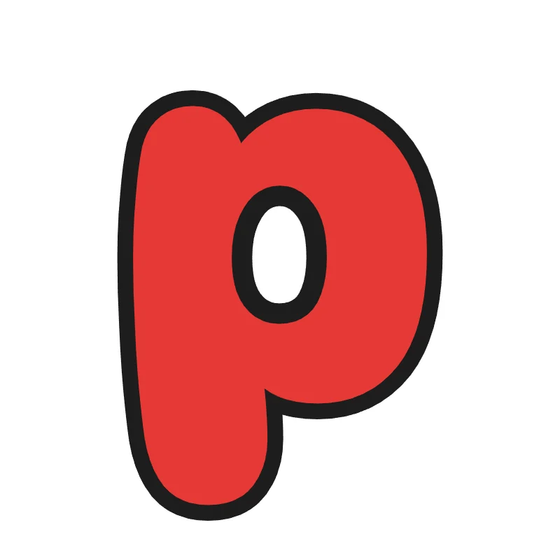 Lowercase bubble letter p – Rainbow style