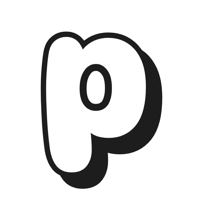 Lowercase bubble letter p – Shadow style