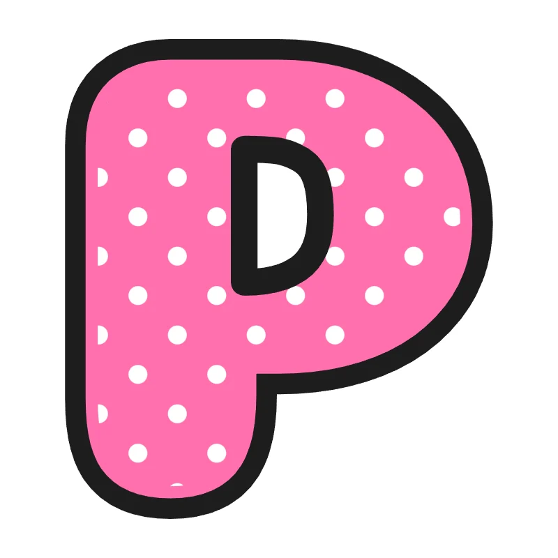 Bubble letter P – Polka dots style