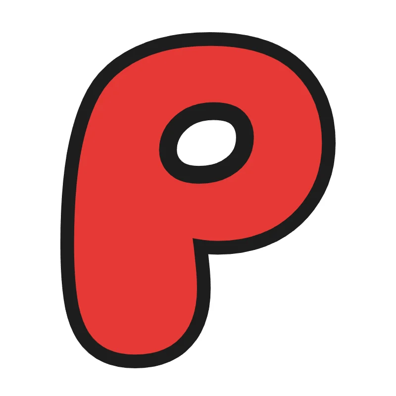 Bubble letter P – Rainbow style