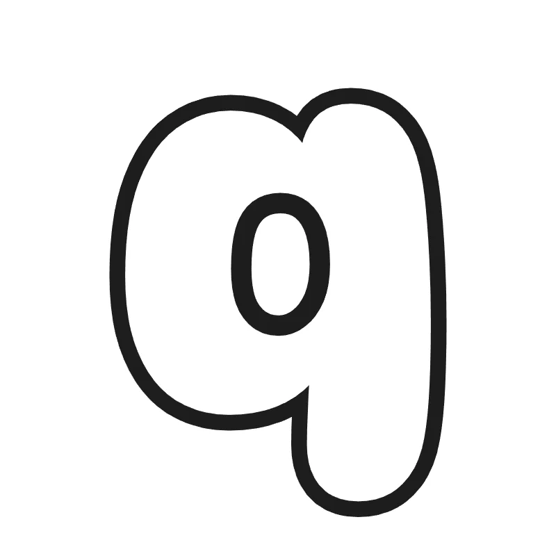 Lowercase bubble letter q – Classic style