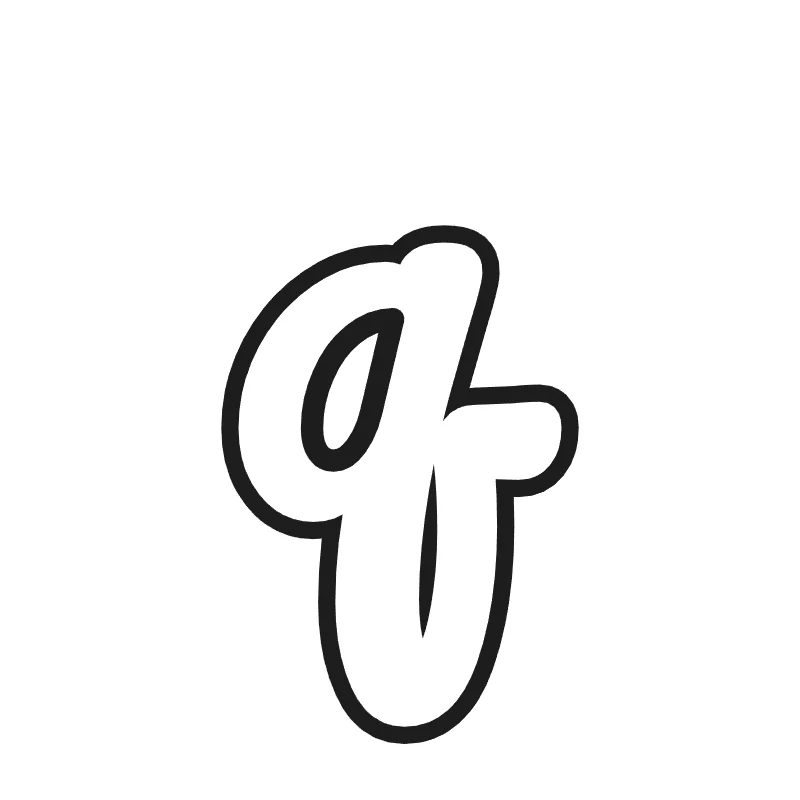 Lowercase bubble letter q – Cursive style
