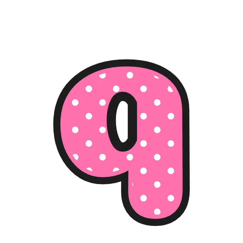 Lowercase bubble letter q – Polka dots style
