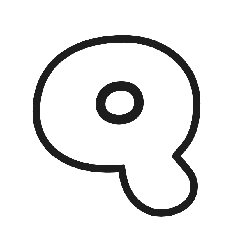 Lowercase bubble letter q – Hand-drawn style