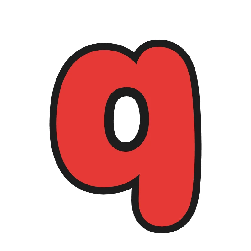 Lowercase bubble letter q – Rainbow style