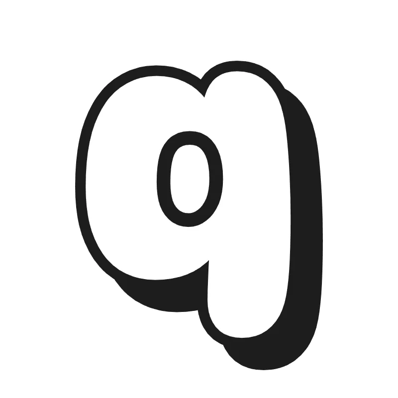 Lowercase bubble letter q – Shadow style
