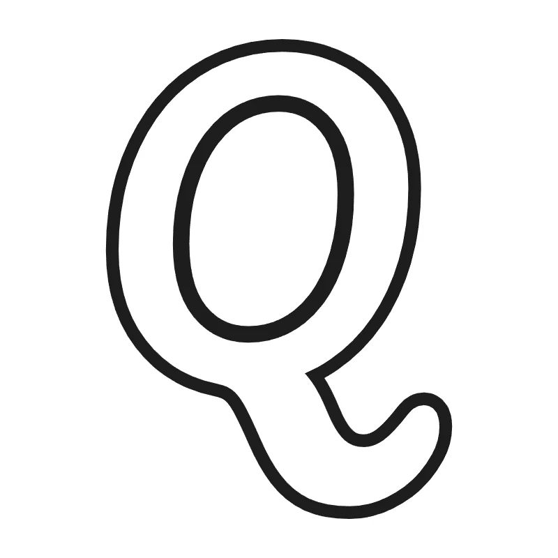Bubble letter Q – Cursive style