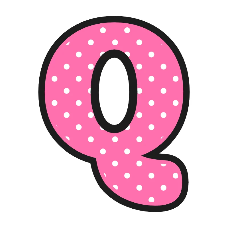 Bubble letter Q – Polka dots style