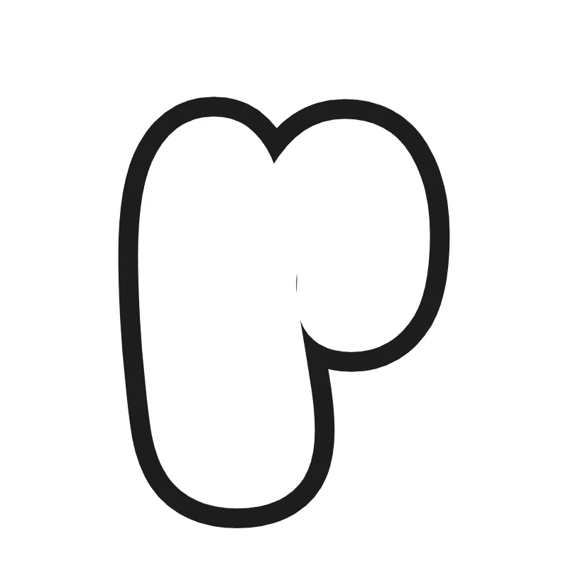Lowercase bubble letter r – Classic style