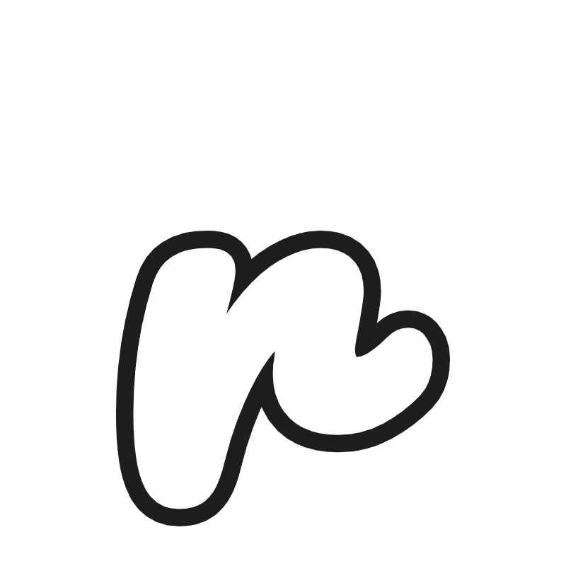 Lowercase bubble letter r – Cursive style