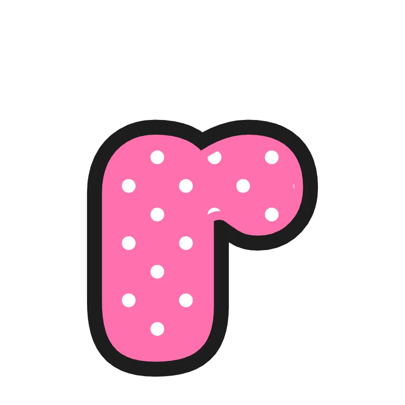 Lowercase bubble letter r – Polka dots style